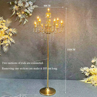 Lampe sur pied en cristal doré, style candélabre, pour allée de mariage, éclairage de guidage pour banquets et décorations