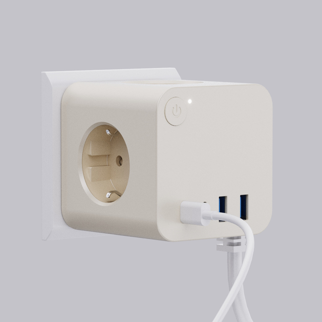 KC GS Socket USB Switch Socket Power Strip with 4 Multi EU Outlets and PD 25W Fast Charging 4 USB Ports Extension Socket Power