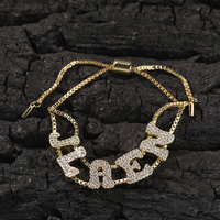Bracelet coulissant personnalisé avec lettres en relief, nouveau modèle Uwin 2026, bijoux avec nom en CZ