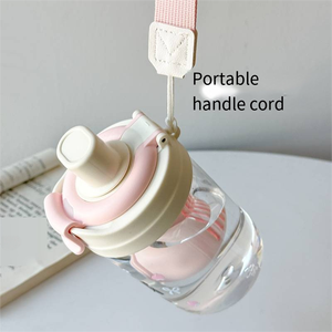 Taza de pajita doble bonita de diseño moderno, taza de agua portátil de alto nivel de apariencia para estudiantes de 600ml de capacidad para viajes - Product Image 3