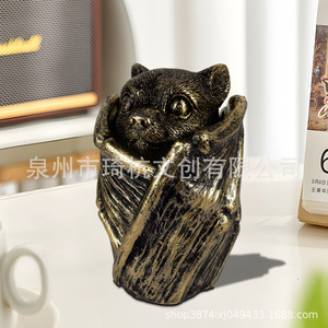 Qi Hang Bat Storage Box Resin Gothic Home Decor Halloween Decoration Standing Type 1-3L <b>Rectangle</b> Shape - Product Image 4