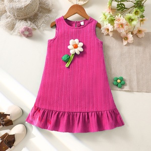 ชุดเดรสฤดูร้อนลายดอกไม้ 3 มิติ แขนกุด แต่งระบายชายกระโปรง สำหรับเด็กวัยหัดเดิน เด็กผู้หญิง สวมใส่สบายๆ ในชีวิตประจำวัน - Product Image 6