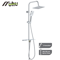 Colonne de douche classique en acier inoxydable chromé, réglable, 2 fonctions, jet de pluie et pulvérisation, avec contrôle thermostatique