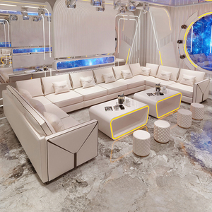 ריהוט לדלפק בר KTV, ספת דוכן חדשה בהתאמה אישית, הגעה למועדון לילה, בר בצורת U/L, עור עתיק, עץ מודרני, סט בר - Product Image 3