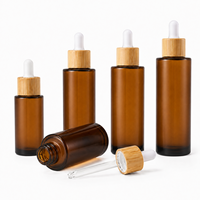 Bouteilles compte-gouttes en verre ambré de 20-100 ml avec pipette en bambou pour huiles végétales, aromathérapie et extraits de plantes – Approvisionnement direct usine