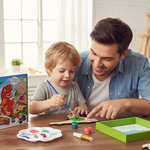 Kit di Pittura e Disegno in Legno a Forma di <span class=keywords><strong>Dinosauro</strong></span> Wayee, Set di Giocattoli Creativi, Puzzle 3D Fai-<span class=keywords><strong>da</strong></span>-Te con Colori, per Bambini, 20x19x4.5cm, Unisex - Product Image 3