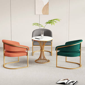 Chaise de salle à manger moderne en velours avec structure en acier inoxydable doré, chaise d'appoint rembourrée, sièges de luxe pour café, restaurant, hôtel - Product Image 2