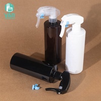Bouteille pulvérisateur à gâchette en plastique PET YAN Packaging, 400 ml, grande, à épaule plate, vide, ronde, ambre/noir/blanc, rechargeable, pour nettoyage domestique