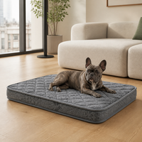 Matelas pour animaux de compagnie rectangulaire gris matelassé, lit pour chien pour appartement, maison, sommier de sol intérieur