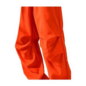 Men's Orange Cargo Jogger Pants Elastic Waist Drawstring Multiple Pockets Casual Style Breathable Midweight Fabric Summer Wear - Product Image 6