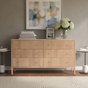 Japandi Style Solid Teak Wood Dresser Cabinet <b>6</b> <b>Drawers</b> for Home Bedroom Furniture Living Room & Warehouse Use Wholesale Price - Product Image 2