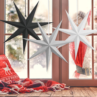 Vente en gros 45cm lanternes de noël blanches noires grises suspendues sept étoiles en papier pour décoration en papier