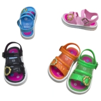 Sandales brillantes en PVC pour enfants, avec fleurs métalliques, pour filles, fabriquées en usine (Afrique, Nigéria, Ghana), type Chappal Velcro FCL 1800