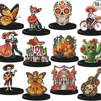 Décoration de table en bois pour Carnaval mexicain et Jour des Morts, motif couple dansant et tête de mort en sucre, pour usage intérieur, fabriqué en Chine