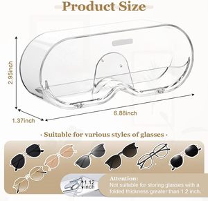 Support mural rectangulaire portable sans perçage pour lunettes de soleil, grande vitrine à lunettes, étui transparent pour la maison - Product Image 2