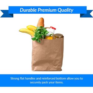 Paper Grocery <b>Bags</b> with Handles <b>Larges</b> Paper Grocery Shopping Heavy Duty Takeouts to Go Retail Kraft Reusable Paper <b>Bags</b> - Product Image 5