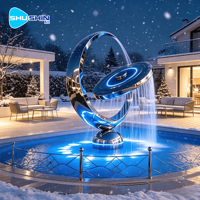 Escultura Moderna de Metal Pulido, Estatua Artística Lavable de Acero Inoxidable con Rociador de Agua, Fuente Decorativa para Jardín, Centro Comercial o Exteriores