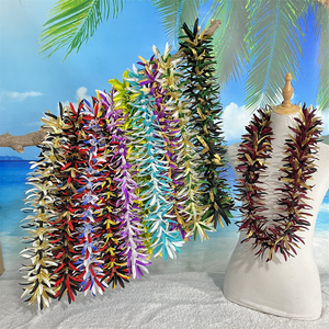 Seta artificiale di alta qualità Spider Lily Thick Flower w collana di perline bianche <span class=keywords><strong>Lei</strong></span> hawaiano per Aloha Hula Dance - Product Image 2