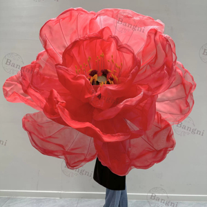 Fleurs de pivoine géantes suspendues en <span class=keywords><strong>organza</strong></span> de soie artificielle, style chinois romantique classique, pour décorations de <span class=keywords><strong>mariage</strong></span> et d'événements - Product Image 5