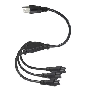 Svt 18Awg 3C 110V 3 Outlet Computer Supply Extension Cable Laptop 3 Pin Plug Nema 5-15P C5x3 Splitter Power Cord