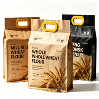 Sachet Doypack avec poignée, scellé sur 8 côtés, pour emballage de céréales et farine, qualité alimentaire pour poudre de riz, impression et dimensions personnalisables