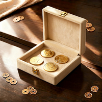 Boîte de présentation de pièces de monnaie en velours de luxe - Boîtes rigides en matériaux recyclés écologiques - Emballage cadeau pour pièces de monnaie commémoratives