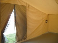Grande tente murale en toile monocouche quatre saisons, coupe-vent, avec poteaux en acier et tissu en coton, une chambre et un salon pour le camping