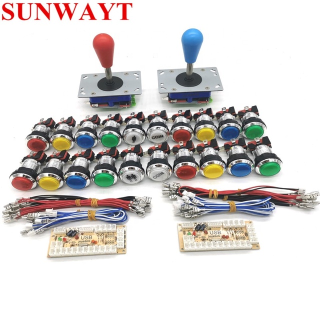 Wholesale Arcade Diy Kit Arcade Chrome Illuminated Led Push Buttons and Joysticks for Raspberry Pi 3/ Arcade Game Machines/PC