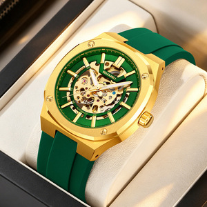 Reloj de pulsera mecánico totalmente automático con caja abierta y transparente, correa de silicona, resistente al agua para hombre - Product Image 2
