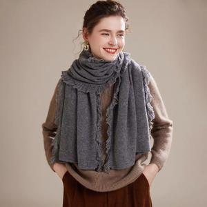 Dames Dames Breed Zacht Warm Massief Wit Zwart Rood Gebreid Dun Licht Winter 100% Merino Wollen Sjaal <span class=keywords><strong>Cape</strong></span> - Product Image 6