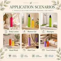 Bouteilles de lotion en plastique PET anti-fuite de couleur personnalisée, finition transparente et mate, avec pompe dorée, argentée ou rose gold