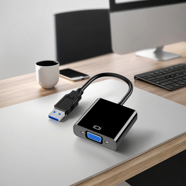 High Quality USB3.0 1080P USB to VGA Converter Adapter New Condition Includes CD for Laptop Monitors and Projectors