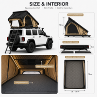 Tente de toit compacte pliable en aluminium avec panneaux de ventilation triangulaires, matelas en mousse, double couche, quatre saisons