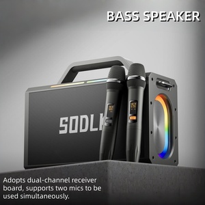 SODLK S1115 Altoparlante <span class=keywords><strong>Karaoke</strong></span> Portatile da 200W ad Alta Potenza con 2 Microfoni, Luci LED RGB, Telecomando, Batteria, Aux, per Uso Esterno - Product Image 2