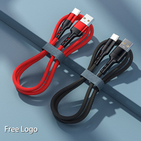 Kabel Data Tipe C Nylon 2.8A Gratis Contoh untuk Huawei/Samsung/Xiaomi, Kabel USB Pengisian Cepat untuk Printer/Komputer