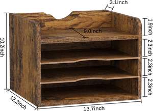 Nhà máy tùy chỉnh Thư thư khay SORTER Countertop Máy tính để bàn tập tin tổ chức Tabletop lưu trữ tổ chức hộp gỗ Bàn tổ chức - Product Image 2