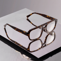 Lbashades 8605 Montures de lunettes rétro faites à la main en acétate à monture complète, lunettes classiques à double pont bloquant la lumière bleue pour hommes et femmes