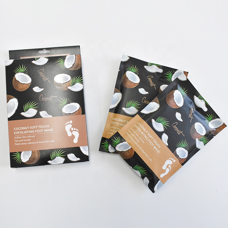Натуральные органические кокосовые кожуры для ног маска на заказ Частная этикетка пилинг питательная отшелушивающая маска для ног