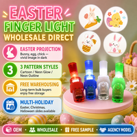 Vente en gros de lampes LED de projection pour Pâques, anneaux lumineux, lapin, œuf, poussin, cadeaux de fête, jouets pour enfants