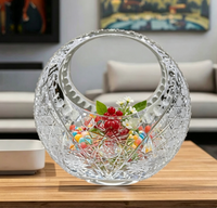 Panier à fruits en cristal sculpté à la main avec 24% de PbO, panier cadeau de luxe, centre de table, ornement pour la réception d'hôtel, événement de banquet