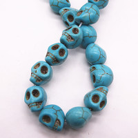 Perles en pierre naturelle, Turquoises en forme de crâne, perles d'isolation en vrac, Semi-fini pour la fabrication de bijoux, bricolage, collier, Bracelet, accessoire