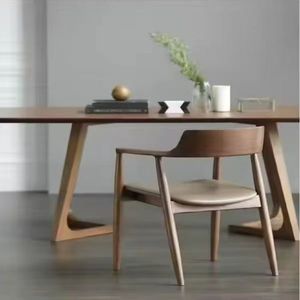 Silla de <span class=keywords><strong>Comedor</strong></span> de Madera Maciza Estilo Italiano Vintage con Respaldo Simple y Asiento de Cuero para <span class=keywords><strong>Comedor</strong></span>, Dormitorio y Oficina - Product Image 4