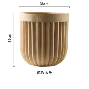 Vaso per Fiori in Argilla di Magnesio Extra-Large con Motivo Verticale Imitazione Cemento, Stile Nordico per Piante Verdi e Ficus Paradiesis - Product Image 6