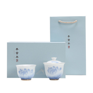 Shangyan Gaiwan White Porcelain Hand Painted Lotus <b>Tea</b> <b>Set</b> Master Cup Business <b>Gift</b> - Product Image 5