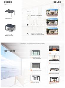 Toldo de cenador de aluminio con techo de persianas motorizado independiente para exteriores con <span class=keywords><strong>cortinas</strong></span> enrollables de puerta de cristal deslizante para Patio - Product Image 3