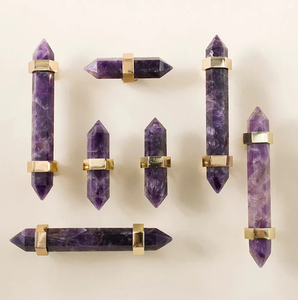 Maxery sang trọng vàng và hồng hồng thạch anh tinh thể lục giác thanh kéo kéo nhỏ thạch anh hồng tủ Tủ knobs - Product Image 2