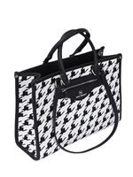 Sac fourre-tout portable à grande capacité avec fermeture éclair à deux poignées, motif pied-de-poule, pour ordinateur portable et travail, unisexe, en crochet