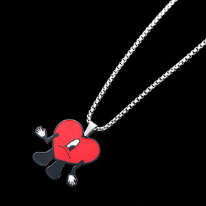 BINSHUO gioielli personalizzati in acciaio inossidabile all'ingrosso personalizzati collana con ciondolo a forma di cuore con stampa colorata Unisex - Product Image 4