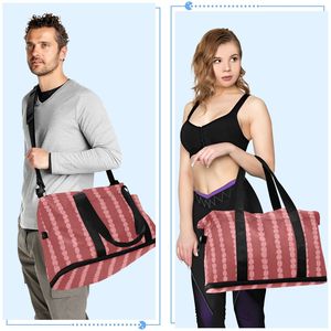 Custom Logo Women Gym Weekender Bag Hawaiian Red <b>Lei</b> Print Polyester Travel Duffel Bag Set with Cosmetic Pouch - Product Image 6