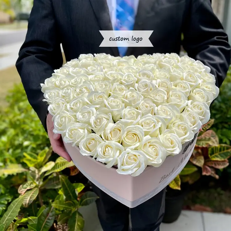 Manufacturer competitive price custom cheap wholesale price valentines day preserved rose single flower gift box heart